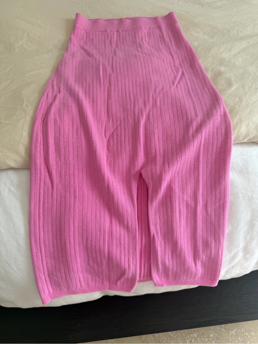 Free People Pink Ribbed Midi Skirt